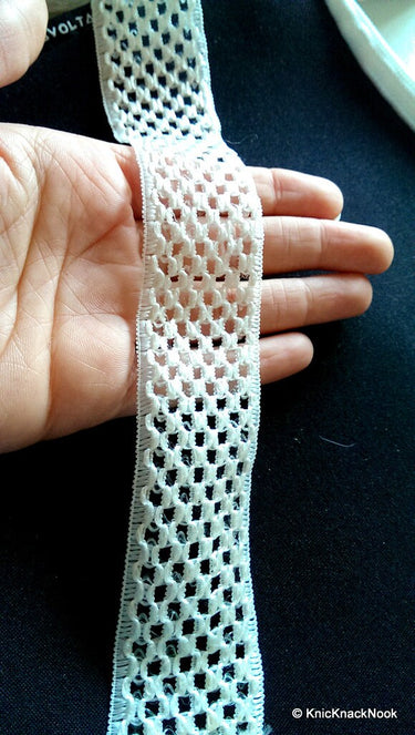 White Embroidery Mesh Design Crochet Nylon Lace Trim